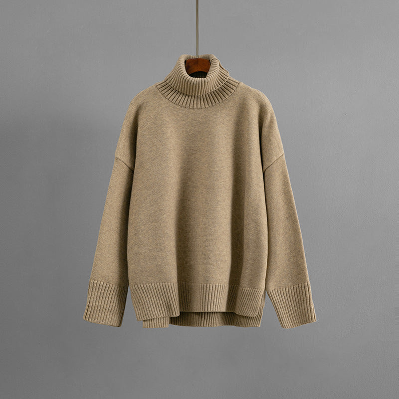 Casual Loose Solid-Color Turtleneck Sweater