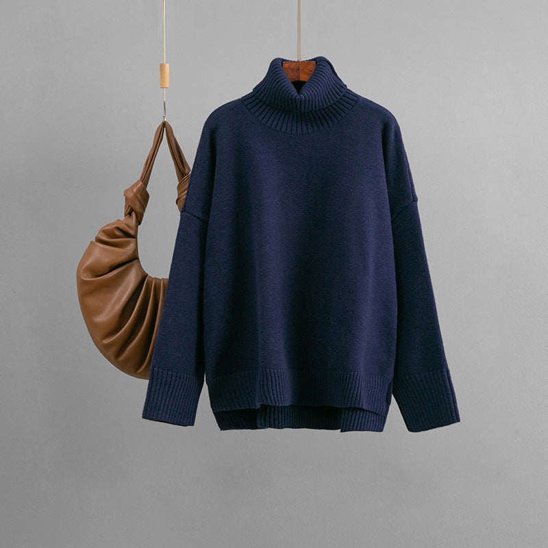 Casual Loose Solid-Color Turtleneck Sweater
