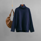 Casual Loose Solid-Color Turtleneck Sweater