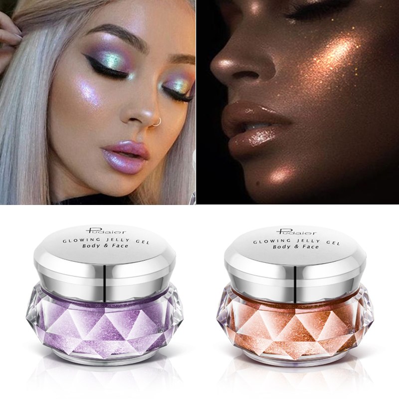 Face Highlighter Jelly Gel Eyeshadow Glow Body Glitter Festival Makeup Iluminador Gold Liquid Highlighter Bronzer