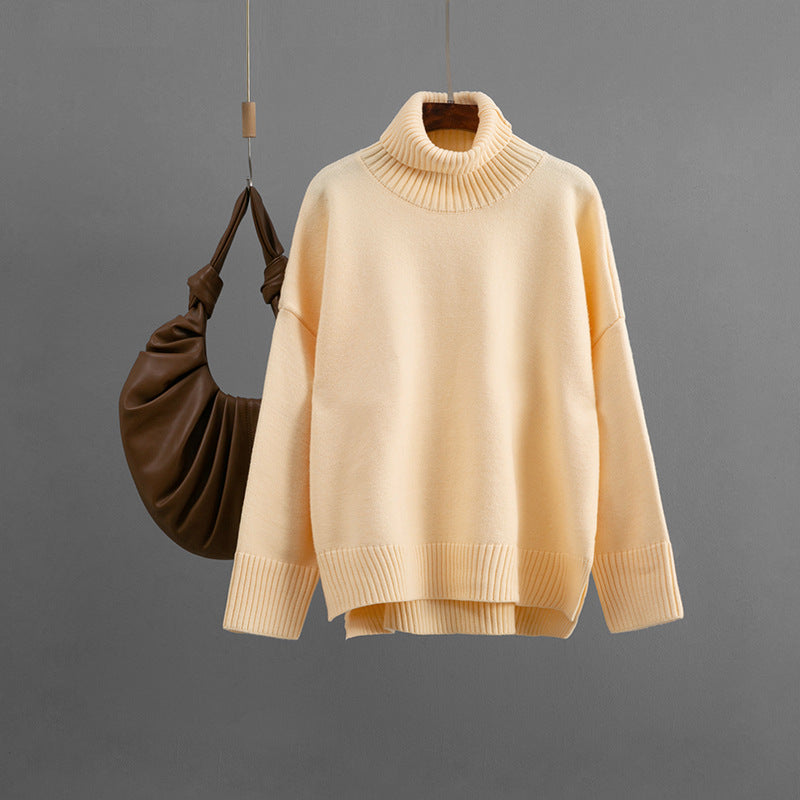 Casual Loose Solid-Color Turtleneck Sweater