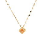 Geometric Hollow Square Zircon Rose Gold Minimalist Necklace