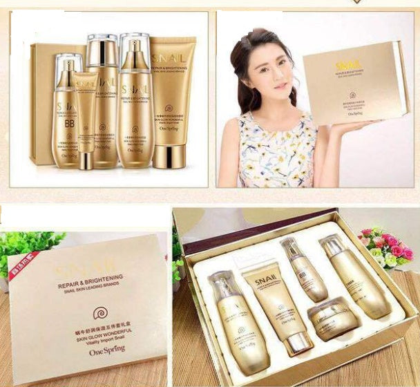 6pcs Moisturizing And Hydrating Care Snail Skin Set Cosmetics