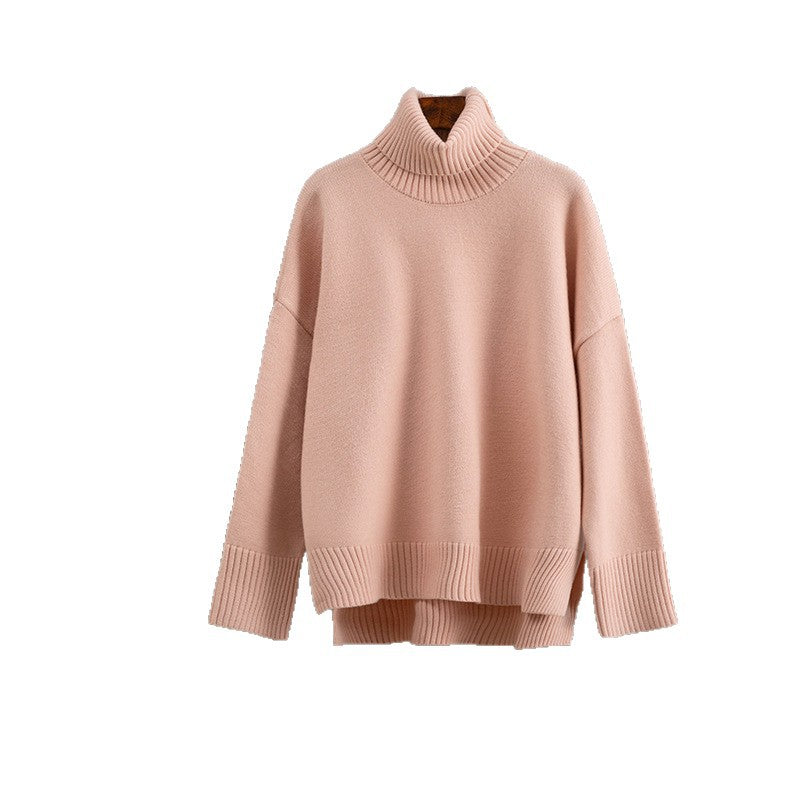 Casual Loose Solid-Color Turtleneck Sweater