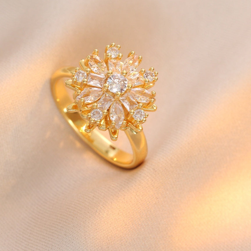 Womens Sparkling Micro-Pave Zirconia Titanium Steel Ring