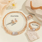 Gold & Diamond Necklace, Earrings Rings Bracelet, Four Piece Set