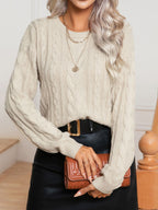 Women's Heritage Cable-Knit Sweater | Loose Fit 3D Relief Pullover