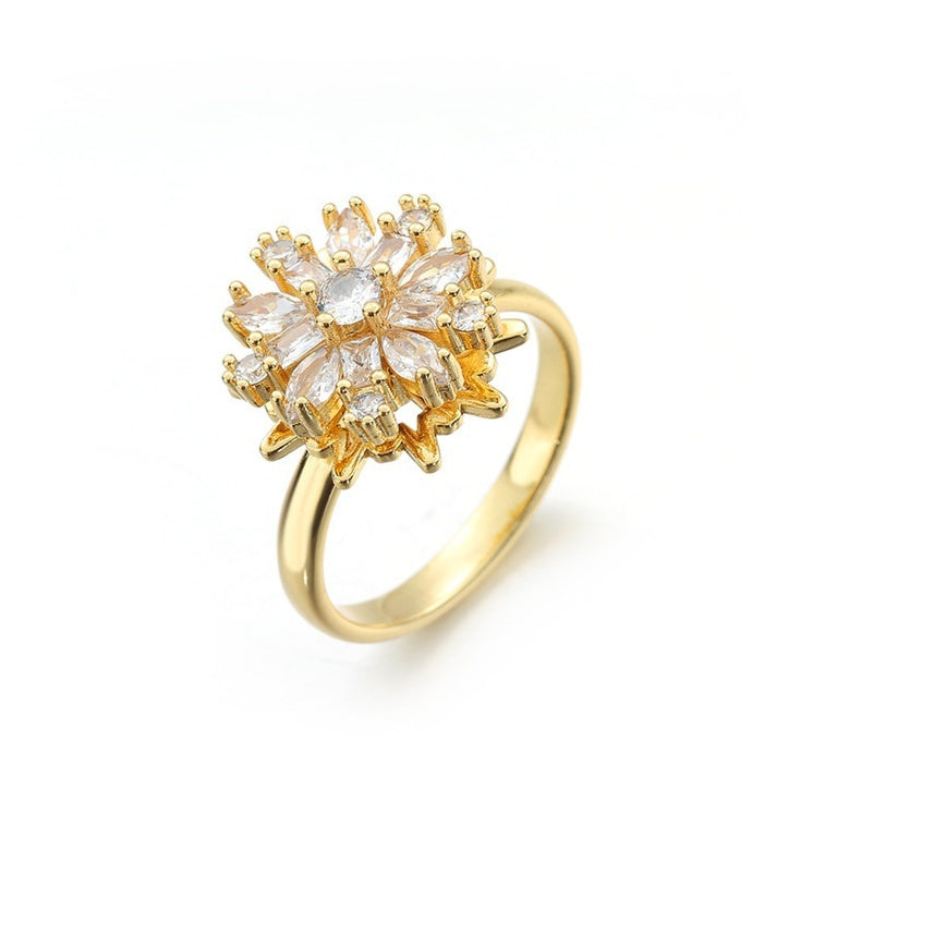 Womens Sparkling Micro-Pave Zirconia Titanium Steel Ring